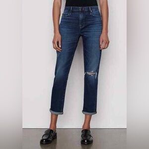 Frame Denim - Le Garçon - mid-rise distressed blue boyfriend jeans - size 27